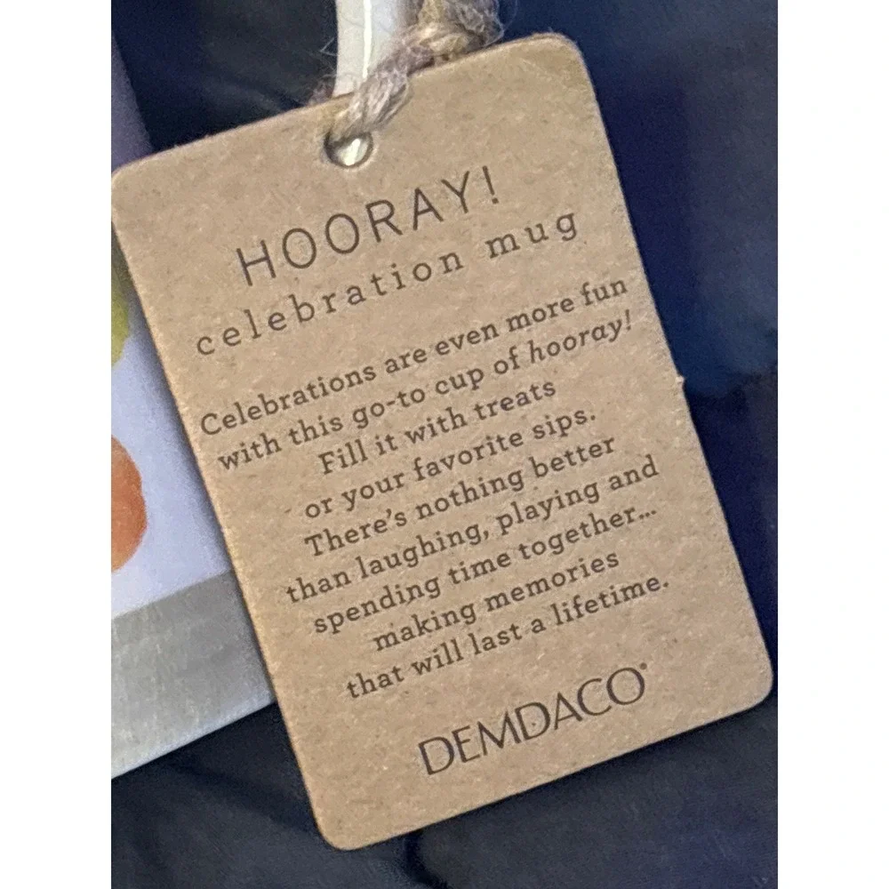 NEW DEMDACO‎ Hooray Celebration Mug Polka Dot Ceramic Coffee Cup